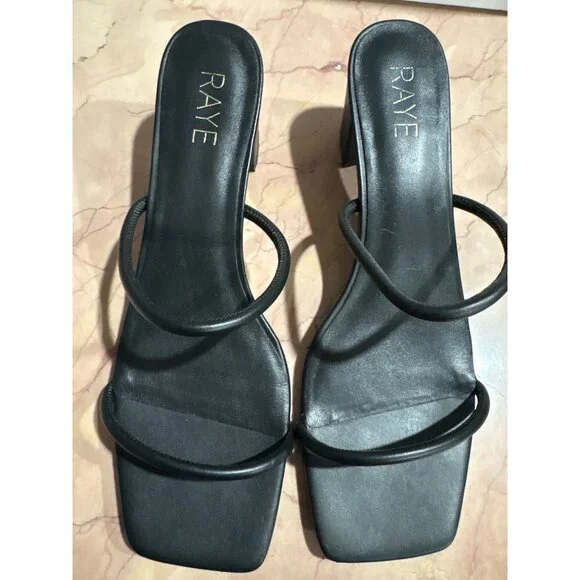 RAYE Etienne Low Heel in Black Leather 10 with Box Womens sandals - Picture 8 of 13